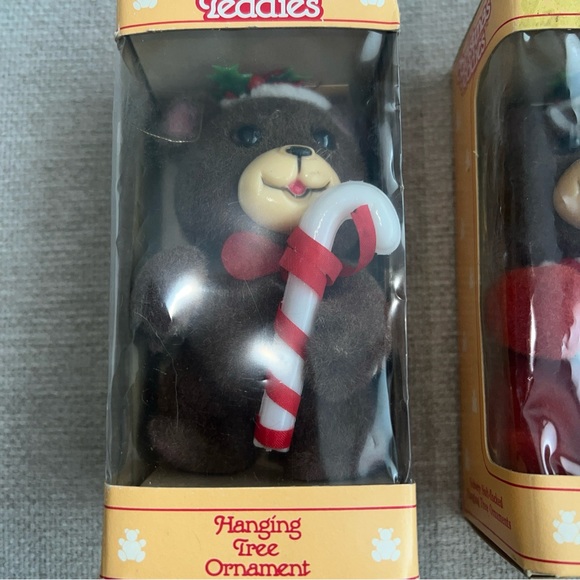 Set Of Vintage Jasco Christmas Teddies Velvety Soft Flocked Bear Ornaments New - Picture 2 of 5